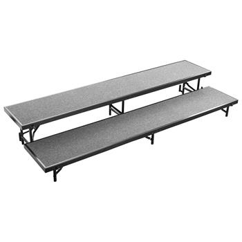 National Public Seating 2 Level Straight Standing Choral Riser, 18&quot; x 96&quot; Platform, Grey Carpet