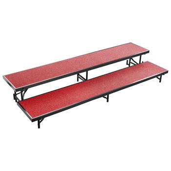 National Public Seating 2 Level Straight Standing Choral Riser, 18&quot; x 96&quot; Platform, Red Carpet