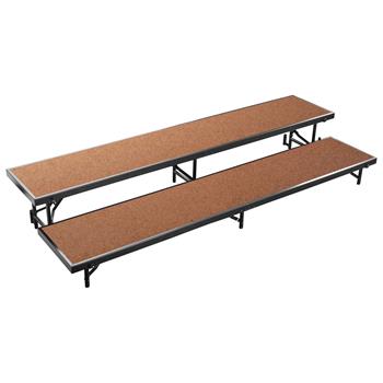 National Public Seating 2 Level Straight Standing Choral Riser, 18&quot; x 96&quot; Platform, Hardboard Floor