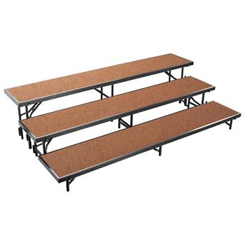 National Public Seating 3 Level Straight Standing Choral Riser, 18&quot; x 96&quot; Platform, Hardboard Floor