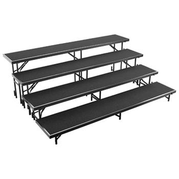 National Public Seating 4 Level Straight Standing Choral Riser, 18&quot; x 96&quot; Platform, Black Carpet