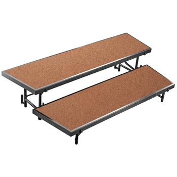 National Public Seating 2 Level Tapered Standing Choral Riser, 18&quot; x 96&quot; Platform, Hardboard Floor