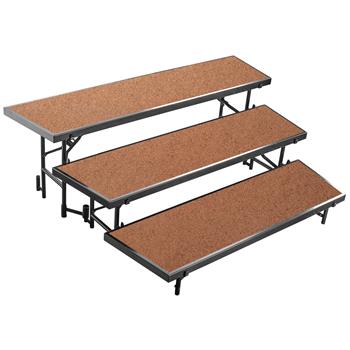 National Public Seating 3 Level Tapered Standing Choral Riser, 18&quot; x 96&quot; Platform, Hardboard Floor