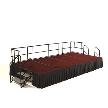 National Public Seating 8&#39; x 12&#39; Stage Package, 24&quot; Height, Red Carpet, Box Pleat Black Skirting