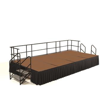 National Public Seating 8&#39; x 12&#39; Stage Package, 24&quot; Height, Hardboard Floor, Box Pleat Black Skirting
