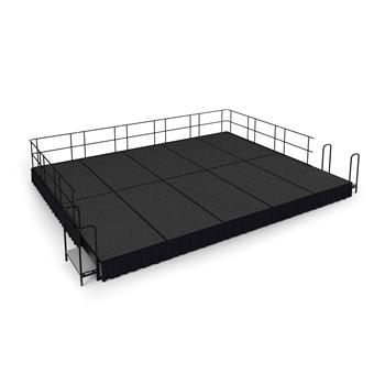 National Public Seating 16&#39; x 20&#39; Stage Package, 16&quot; Height, Grey Carpet, Shirred Pleat Black Skirting