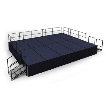 National Public Seating 16&#39; x 20&#39; Stage Package, 32&quot; Height, Blue Carpet, Shirred Pleat Black Skirting