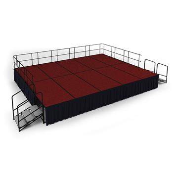 National Public Seating 16&#39; x 20&#39; Stage Package, 32&quot; Height, Red Carpet, Shirred Pleat Black Skirting