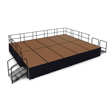 National Public Seating 16&#39; x 20&#39; Stage Package, 32&quot; Height, Hardboard Floor, Shirred Pleat Black Skirting