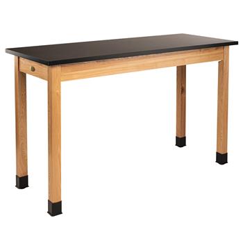 National Public Seating Wood Science Lab Table, 24 in W x 48 in L x 36 in H, Chemical Resistant, Black