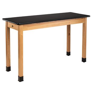 National Public Seating Wood Science Lab Table, 24 in W x 48 in L x 36 in H, HPL, Black
