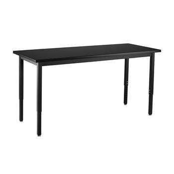 National Public Seating Steel Science Lab Table, 24 in W x 48 in L x 22-37 in H, Adjustable, Phenolic, Black