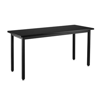 National Public Seating Steel Fixed Height Science Lab Table, 24&quot; x 48&quot; x 30&quot;, Chemical Resistant Top, Black