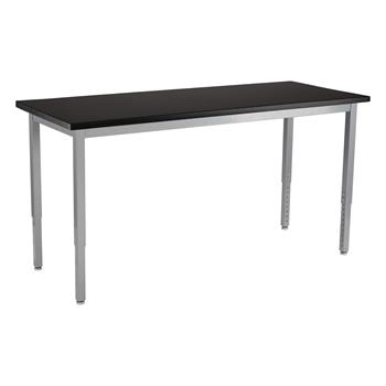National Public Seating Steel Height Adjustable Science Lab Table, 24&quot; x 48&quot; , Chemical Resistant Top, Grey