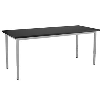 National Public Seating Steel Height Adjustable Science Lab Table, 30&quot; x 72&quot; , Chemical Resistant Top, Grey