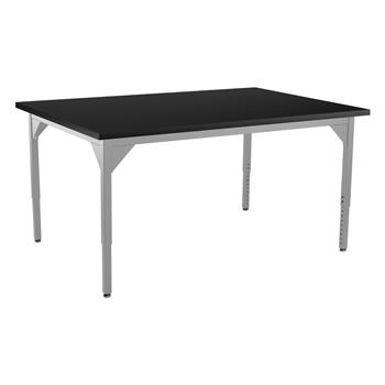 National Public Seating Steel Height Adjustable Science Lab Table, 42&quot; x 60&quot; , Chemical Resistant Top, Grey