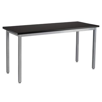 National Public Seating Steel Fixed Height Science Lab Table, 24&quot; x 48&quot; x 30&quot;, Chemical Resistant Top, Grey