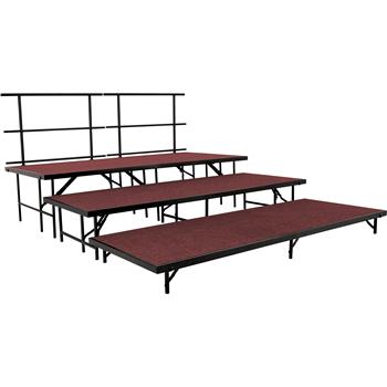 National Public Seating Straight Stage Set, 3&#39; x 8&#39; Platforms, Red Carpet