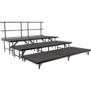 National Public Seating Straight Stage Set, 4&#39; x 8&#39; Platforms, Grey Carpet