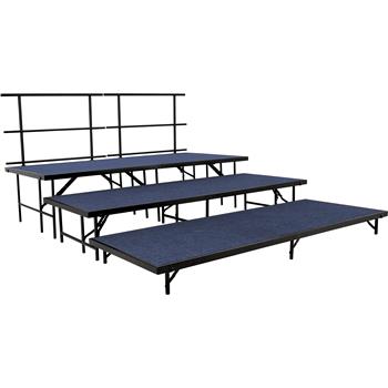 National Public Seating Straight Stage Set, 4&#39; x 8&#39; Platforms, Blue Carpet