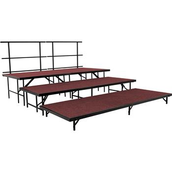 National Public Seating Straight Stage Set, 4&#39; x 8&#39; Platforms, Red Carpet