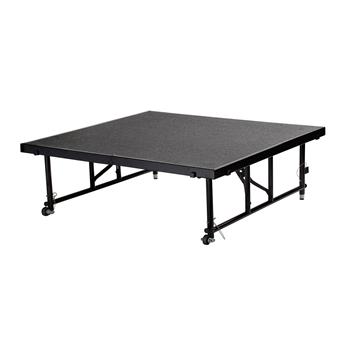 National Public Seating 24&quot;-32&quot; Height Adjustable 4&#39; x 4&#39; Transfix Stage Platform, Grey Carpet