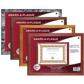 NuDell™ Award-A-Plaque Document Holder, Acrylic/Plastic, 10-1/2 x 13, Walnut
