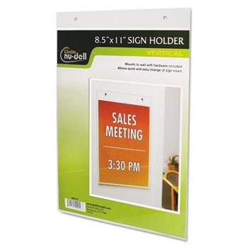 NuDell™ Clear Plastic Sign Holder, Wall Mount, 8 1/2 x 11