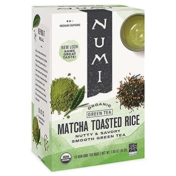 Numi Green Tea, Matcha Toasted Rice, 1.65 oz, 18 Bags/Box