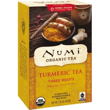 Numi Organic Tea &amp; Teasans, Turmeric Tea, Three Roots, 1.42 oz, 12/BX
