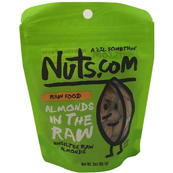 Nuts.com Raw Almonds, 3 oz, 24/Case