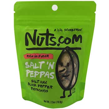Nuts.com Salt &amp; Pepper Pistachios, 2.5 oz. Bag, 24/CS