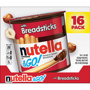 Nutella &amp; Go Chocolate Hazelnut Dip with Breadsticks, 1.8 oz, 16 Count
