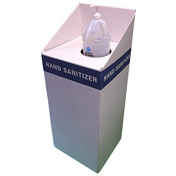 W.B. Mason Co. Corrugated Hand Sanitizer Stand, 15&quot; x 15&quot; x 30&quot;, 1 Gallon Holder, White