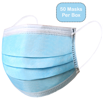 W.B. Mason Co. Disposable Face Mask, 3-Ply, Ear Loop, 50/BX