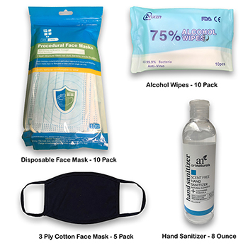 W.B. Mason Co. On-The-Go Personal Protection Kit, Hand Sanitizer/Wipes/Masks