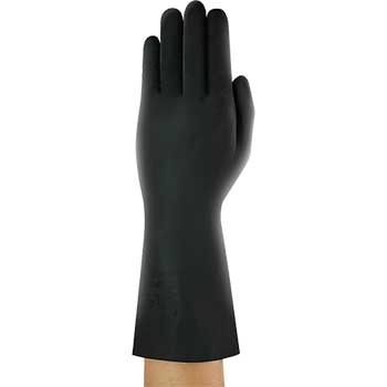 Ansell 29-865 Industrial Gloves, Chemical/Liquid Proof, Black, Size 9.5, 12/PK