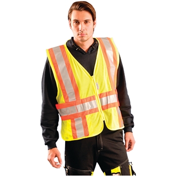 OccuNomix Hi-Vis Expandable Breakaway Vests, Mesh, Yellow, Dual Sized XL/2XL