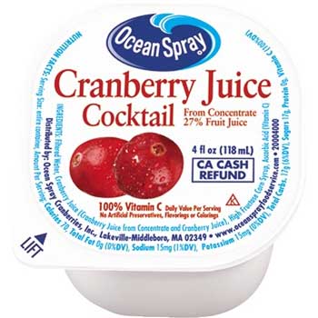 Ocean Spray&#174; Juice Cups, Cranberry Cocktail, 4 oz., 48/CT