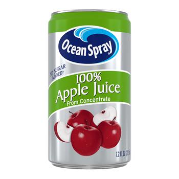 Ocean Spray 100% Apple Juice, 7.2 oz, 24/Case