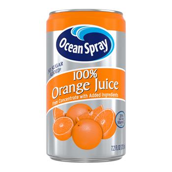 Ocean Spray 100% Orange Juice, 7.2 oz, 24/Case