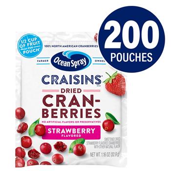 Ocean Spray&#174; Craisins Strawberry Flavored Dried Cranberries, 1.16 oz, 200/CT