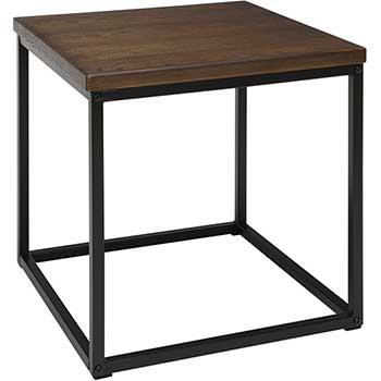 OFM 161 Collection Industrial Modern Side Table, Wood Top/Metal Frame , Black/Walnut