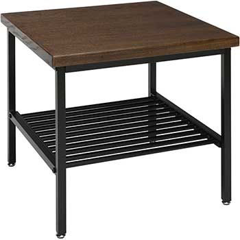 OFM 161 Collection Industrial Modern Side Table with Metal Shelf, Wood Top/Metal Frame, Black/Walnut