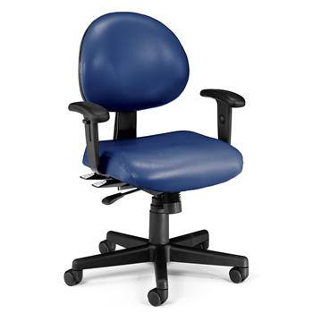 OFM 24 Hour Ergonomic Mid-Back Task Chair with Arms, Navy