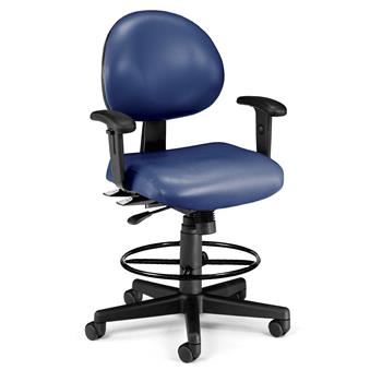 OFM 24 Hour Ergonomic Mid-Back Task Chair with Arms and Drafting Kit, Navy