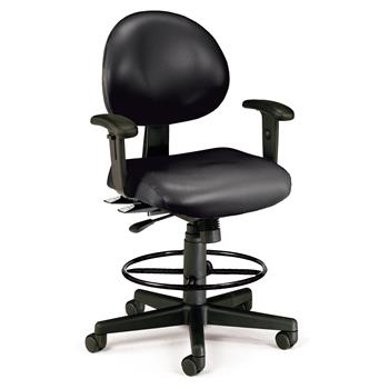OFM 24 Hour Ergonomic Mid-Back Task Chair with Arms and Drafting Kit, Black