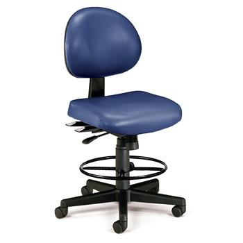 OFM 24 Hour Ergonomic Mid-Back Armless Task Chair with Drafting Kit, Navy Vinyl