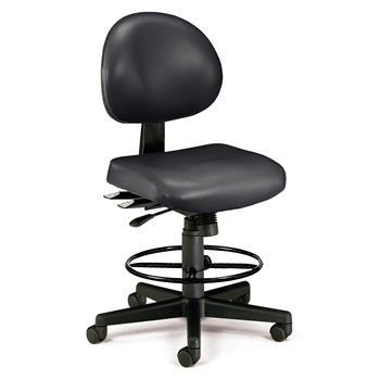 OFM 24 Hour Ergonomic Mid-Back Armless Task Chair with Drafting Kit, Black Vinyl