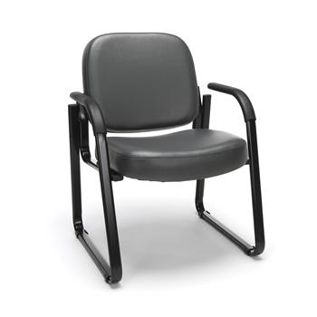 OFM Vinyl Guest and Reception Chair with Arms, Charcoal